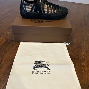 Burberry Black and Tan Plaid Sneakers